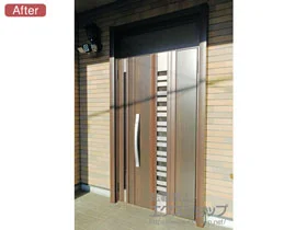 LIXIL リクシル(トステム)の玄関ドア リシェント玄関ドア3 断熱K4仕様 親子仕様(ランマ付)R G82型 ※カザスプラス仕様 施工例