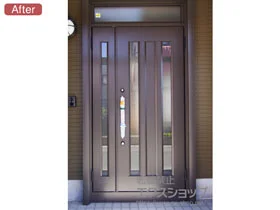 LIXIL リクシル(トステム)の玄関ドア リシェント玄関ドア3 アルミ仕様 手動 親子仕様(ランマ付)R C16N型 施工例