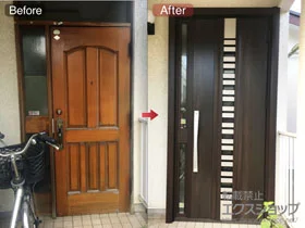 LIXIL リクシル(トステム)の玄関ドア リシェント玄関ドア3 断熱K4仕様 手動 片袖仕様(ランマ無)R G82型 施工例