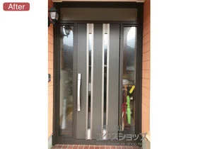 LIXIL リクシル(トステム)の玄関ドア リシェント玄関ドア3 断熱K4仕様 両袖仕様(ランマ付)R M24型*キー付きリモコンタイプ 施工例