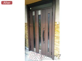 LIXIL リクシル(トステム)の玄関ドア リシェント玄関ドア3 アルミ仕様 手動 親子仕様(ランマ付)L C14N型 施工例