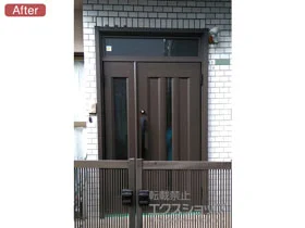 LIXIL リクシル(トステム)の玄関ドア リシェント玄関ドア3 アルミ仕様 手動 親子仕様(ランマ付)R C12N型 施工例