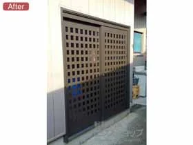 LIXIL リクシル(トステム)の玄関ドア リシェント玄関引戸 SG仕様 2枚建戸 ランマ無 54型（井桁格子） 施工例