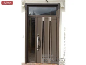 LIXIL リクシル(トステム)の玄関ドア リシェント玄関ドア3 断熱K4仕様 手動 片袖仕様(ランマ付)R M24型 施工例