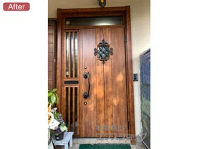 LIXIL リクシル(トステム)の玄関ドア リシェント玄関ドア3 断熱K4仕様 手動 片袖飾り仕様(ランマ付)R D77型 施工例
