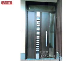 LIXIL リクシル(トステム)の玄関ドア リシェント玄関ドア3 断熱K4仕様 手動 片袖仕様(ランマ付)L G82型 施工例