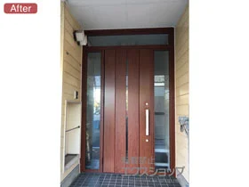 LIXIL リクシル(トステム)の玄関ドア リシェント玄関ドア3 断熱K4仕様 手動 両袖仕様(ランマ付)L M12型 施工例