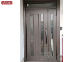 LIXIL リクシル(トステム)の玄関ドア リシェント玄関ドア3 アルミ仕様 手動 親子仕様(ランマ付)L C16N型 施工例