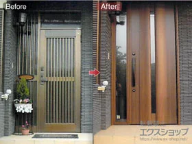 LIXIL リクシル(トステム)の玄関ドア リシェント玄関ドア3 断熱K4仕様 手動 片袖仕様(ランマ無)R G12型 施工例