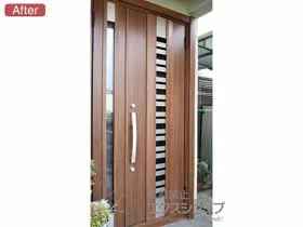 LIXIL リクシル(トステム)の玄関ドア リシェント玄関ドア3 K4断熱仕様 手動 親子仕様(ランマ無)Ｒ　Ｇ82型 施工例