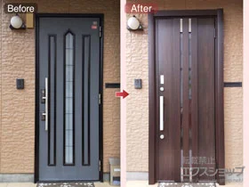 LIXIL リクシル(トステム)の玄関ドア リシェント玄関ドア3 断熱K2仕様 片開き仕様(ランマ無)R M27型 *カザスプラス仕様 施工例