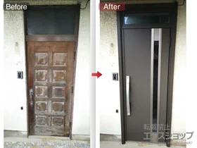 LIXIL リクシル(トステム)の玄関ドア リシェント玄関ドア3 断熱K2仕様 手動 片開き仕様(ランマ付)R M78型 施工例