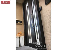 LIXIL リクシル(トステム)の玄関ドア リシェント玄関ドア3 断熱K2仕様 手動 親子仕様(ランマ付)L M77型 施工例