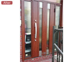 LIXIL リクシル(トステム)の玄関ドア リシェント玄関ドア3 アルミ仕様 手動 両袖仕様(ランマ付)R C14N型 施工例