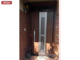 LIXIL リクシル(トステム)の玄関ドア リシェント玄関ドア3 断熱K4仕様 手動 片袖飾り仕様(ランマ付)R M84型 施工例