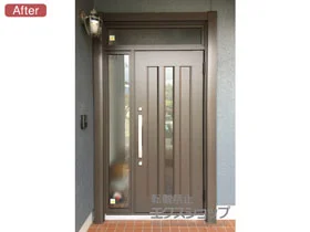 LIXIL リクシル(トステム)の玄関ドア リシェント玄関ドア3 アルミ仕様 手動 片袖仕様(ランマ付)R C12N型 施工例