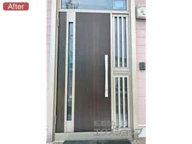 LIXIL リクシル(トステム)の玄関ドア リシェント玄関ドア3 断熱K2仕様 タッチキー 片袖飾り仕様(ランマ付)L M78型 キー付きリモコンタイプ 施工例