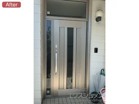 LIXIL リクシル(トステム)の玄関ドア リシェント玄関ドア3 アルミ仕様  片袖仕様(ランマ付)R C12N型 ※カザスプラス仕様 施工例