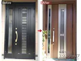 LIXIL リクシル(トステム)の玄関ドア リシェント玄関ドア3 断熱K2仕様 手動 親子仕様(ランマ無)R M84型 施工例