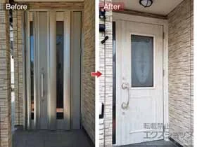 LIXIL リクシル(トステム)の玄関ドア リシェント玄関ドア3 断熱K4仕様 片袖仕様(ランマ無)R C15型 ※手動仕様 施工例
