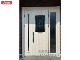 YKKAPの玄関ドア ドアリモ玄関ドア E11N型（通風無）断熱D4仕様 ランマ無 袖付親子仕様 *スマートコントロールキー（電池式ポケットKey仕様） 施工例