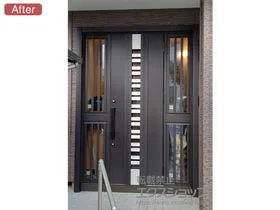LIXIL リクシル(トステム)の玄関ドア リシェント玄関ドア3 断熱K2仕様 手動 両袖飾り仕様(ランマ無)R G82型 施工例