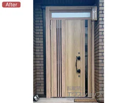 LIXIL リクシル(トステム)の玄関ドア リシェント玄関ドア3 断熱K4仕様 手動 親子仕様(ランマ付き)L M83型 施工例