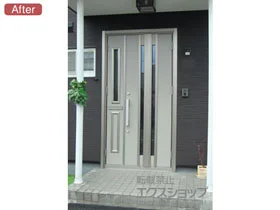 LIXIL リクシル(トステム)の玄関ドア リシェント玄関ドア3 断熱K2仕様 手動 親子仕様(ランマ無)R G77型 施工例