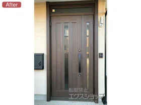 LIXIL リクシル(トステム)の玄関ドア リシェント玄関ドア3 アルミ仕様 手動 親子仕様(ランマ付)L C12N型 施工例
