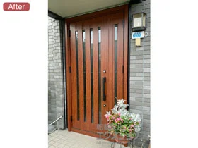 LIXIL(リクシル)の玄関ドア リシェント玄関ドア3 アルミ仕様 手動 親子仕様(ランマ無)L C17N型 施工例
