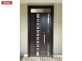 LIXIL リクシル(トステム)の玄関ドア リシェント玄関ドア3 断熱K4仕様 手動 親子仕様(ランマ付)L G82型 施工例