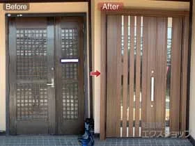 LIXIL リクシル(トステム)の玄関ドア リシェント玄関ドア3 断熱K4仕様 手動 親子仕様(ランマ無)L M27型 施工例
