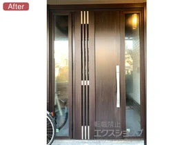 LIXIL リクシル(トステム)の玄関ドア リシェント玄関ドア3 断熱K4仕様 両袖仕様(ランマ無)L M83型 ※カザスプラス仕様 施工例