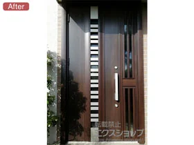 LIXIL リクシル(トステム)の玄関ドア シェント玄関ドア3 断熱K4仕様 片袖飾り仕様(ランマ無)L G82型 ※手動仕様 施工例