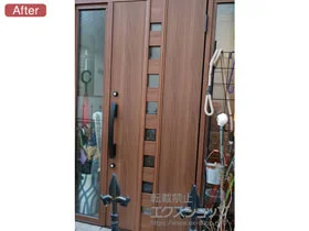 LIXIL リクシル(トステム)の玄関ドア リシェント玄関ドア3 断熱K4仕様 両袖仕様(ランマ付)R M28型 ※手動仕様 施工例