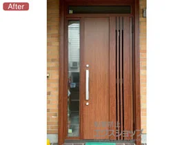 LIXIL リクシル(トステム)の玄関ドア リシェント玄関ドア3 断熱K4仕様 片袖仕様(ランマ付)R M83型 ※手動仕様 施工例