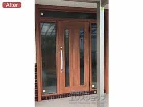 LIXIL リクシル(トステム)の玄関ドア リシェント玄関ドア3 アルミ仕様 両袖仕様(ランマ付)R C16N型 ※手動仕様 施工例