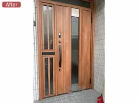 LIXIL リクシル(トステム)の玄関ドア リシェント玄関ドア3 アルミ仕様 片袖飾り仕様(ランマ付)R C11N型 ※タッチキー仕様(キー付リモコン) 施工例