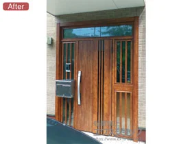 LIXIL リクシル(トステム)の玄関ドア リシェント玄関ドア3 断熱K4仕様 両袖飾り仕様(ランマ付)R M83型 ※手動仕様 施工例