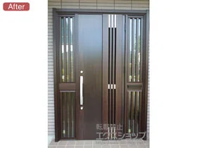 LIXIL リクシル(トステム)の玄関ドア リシェント玄関ドア3 断熱K4仕様 両袖飾り仕様(ランマ無)R M83型 ※手動仕様 施工例