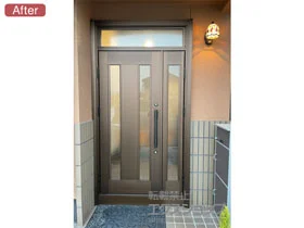 YKKAPの玄関ドア ドアリモ玄関ドア S02N型（通風無）アルミ仕様 ランマ付 親子仕様（左勝手）*手動仕様 施工例