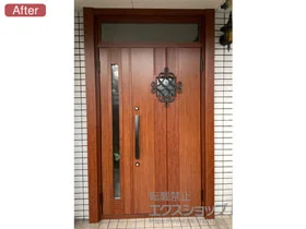 LIXIL リクシル(トステム)の玄関ドア リシェント玄関ドア3 断熱K4仕様 親子仕様(ランマ付)外観右吊元 D77型 ※手動仕様 施工例