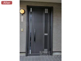 LIXIL リクシル(トステム)の玄関ドア リシェント玄関ドア3 断熱K2仕様 親子仕様(ランマ無)外観右吊元 M83型 ※手動仕様 施工例