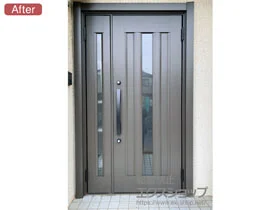 LIXIL リクシル(トステム)の玄関ドア リシェント玄関ドア3 C12N型 アルミ仕様 親子仕様(ランマ無)外観右吊元 ※手動仕様 施工例