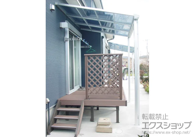 徳島県藤沢市ののウッドデッキ、テラス屋根 ライザーテラスII F型 テラスタイプ 単体 積雪〜20cm対応 施工例