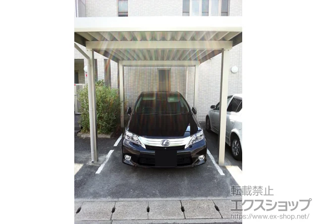 兵庫県豊岡市のYKKAPのカーポート ジーポートneo 1台用 Ａタイプ 角柱4本 積雪〜100cm対応 施工例
