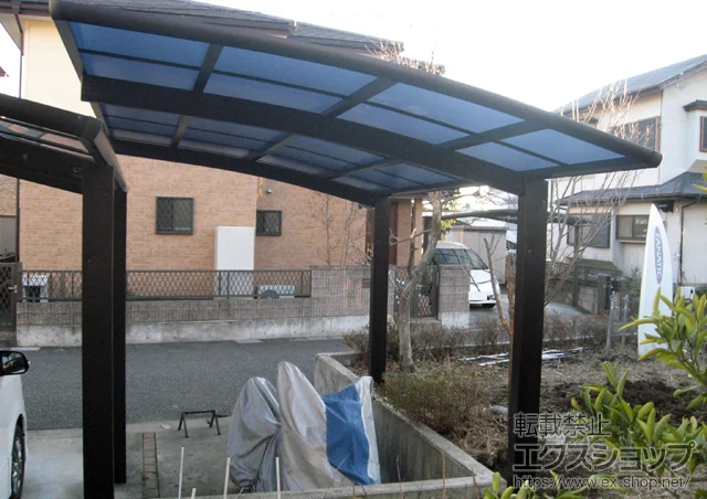 静岡県北九州市のYKKAPのカーポート レイナポートZ 積雪〜20cm対応＋屋根ふき材補強部品 施工例