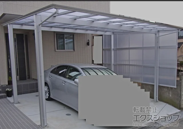 神奈川県周南市のYKKAPのカーポート アーキデュオ ワイド 積雪〜20cm対応＋サイドパネル　2段(台形+標準) 施工例