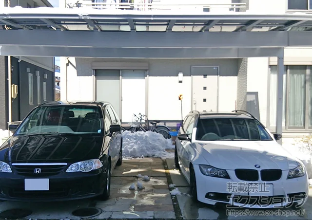 宮城県仙台市のLIXIL リクシル(TOEX)のカーポート アーキデュオ ワイド 3台用 積雪〜20cm対応+オプション 施工例
