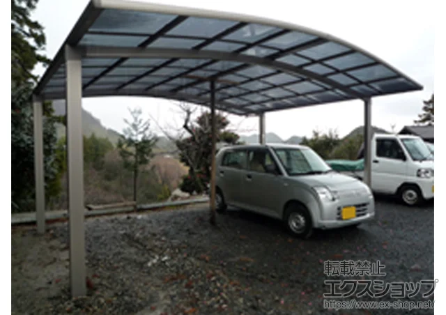 島根県諫早市のLIXIL リクシル（トステム）のカーポート カーブポートシグマIII ワイド 積雪〜20cm対応 施工例